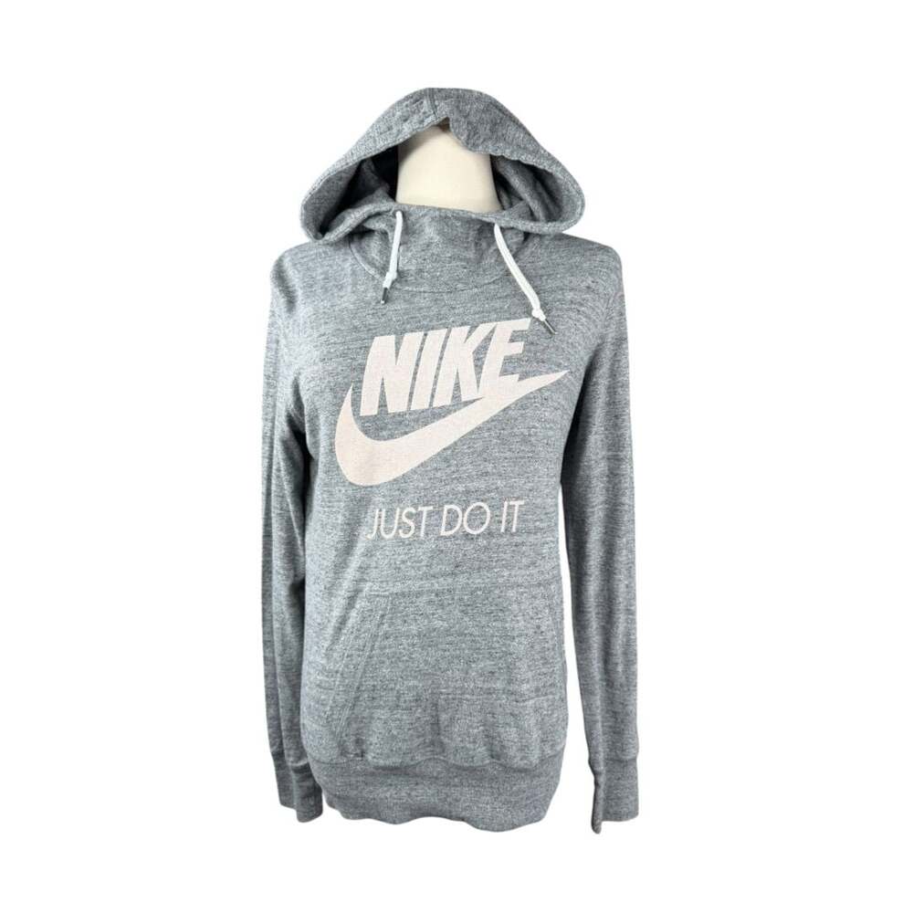 Nike Women's Heather Gray Just Do It Pullover Hoodie Sweatshirt Small